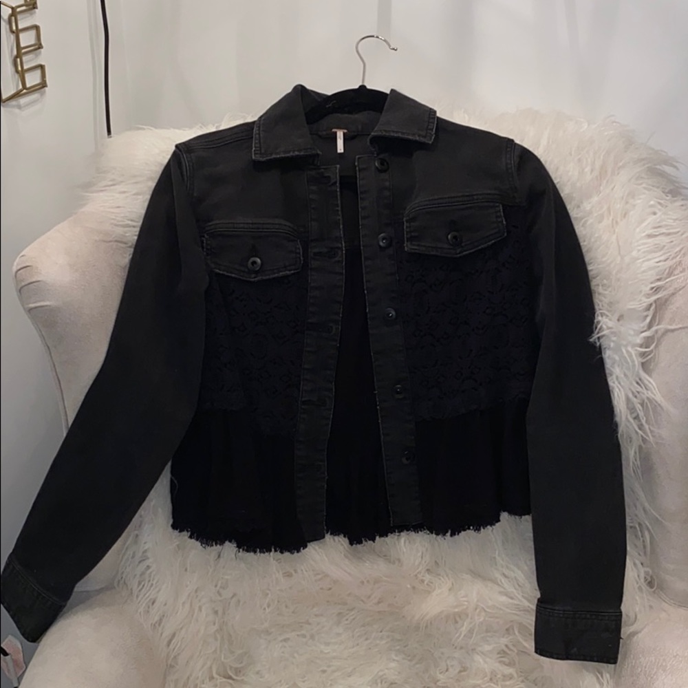 Free People Black denim jacket